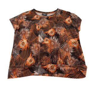 Southern Lady size Large‎ Blouse Short Sleeves Vintage Look Brown Orange